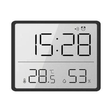 Imagem de Despertador Digital LCD Ultrafino Com Higrômetro De Temperatura Design