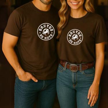Imagem de Camiseta Algodão Unissex Casal Country Estampa Brutos Do Mato Modinha 