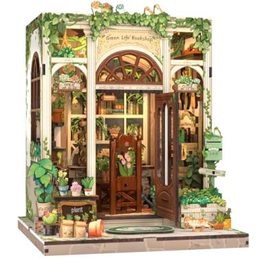 Imagem de Cutefun Book Nook Kit - DIY Miniature Dollhouse Booknook Kit for Adults and Teens, Tiny House Bookshelf Insert Decor with LED Light, Gifts for Family and Friends (Green Life Bookshop)