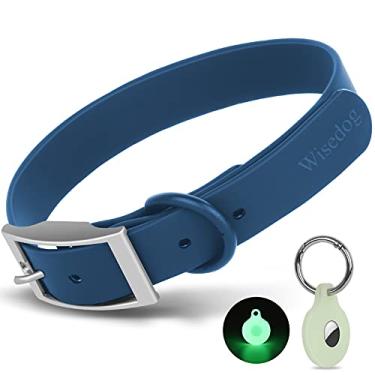 Imagem de Wisedog Coleira para cães à prova d'água, correias revestidas de borracha macia ajustável, à prova de odor e fácil de limpar para cães pequenos, médios e grandes, com capa Airtags (PP | 17.8 cm-25.4