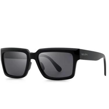 Imagem de Óculos De Sol Quadrado Fosco Brilhante Solon Glasses Novit Solar Preto Lente Degrade Polarizada Espelhada Protege Uva Uvb Novo - Case Rigida De Oculos + Flanela + Limpa Lentes