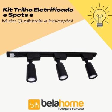 Imagem de Trilho Eletrificado 50 Cm + 3 Spots 7w 6000K Preto - UP LED