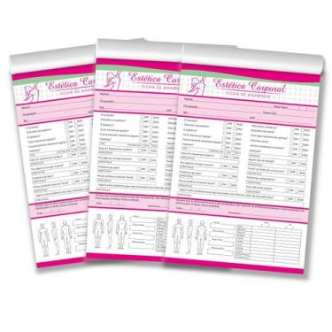 Imagem de Ficha de Anamnese Estética Corporal Avaliação Bloco 100 Folh - Sonar