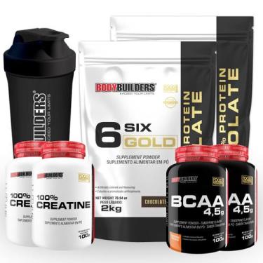 Imagem de KIT 2x 6 Six Gold 100% Protein Isolate 2kg + 2x Creatina 100g + 2x BCA