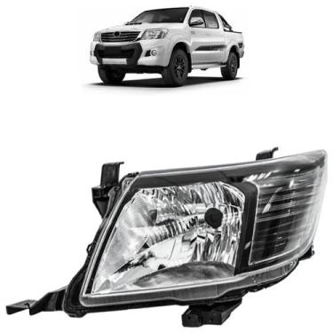 Imagem de Farol Dianteiro Hilux SR 2012 2013 2014 2015 Máscara Negra Lente Lisa 