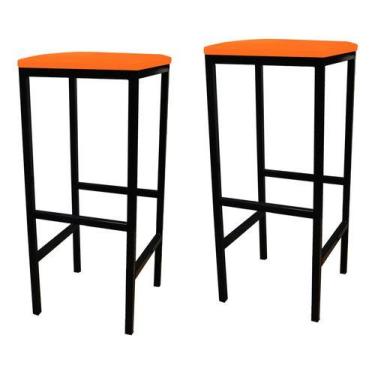 Imagem de Kit 2 Banqueta Alta Quadrada Industrial Sem Encosto Balcão - Moveraço,