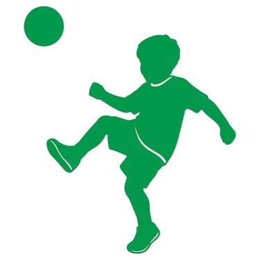 Imagem de Adesivo Menino jogando bola Futebol Ideal para notebook carro portas vidros Paredes Quarto Infantil vários tamanhos (VERDE, 34,2X40cm)