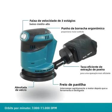 Imagem de Lixadeira Orbital Aleatória De Disco Sem Fio 18V Brushless Para Madeir