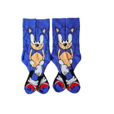 Imagem de Meia Divertida Personagem Sonic Infantil 28 ao 33 Algodao Premium Envi