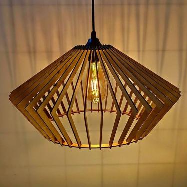 Imagem de Luminária Teto Tipo Pendente Dejavu Em Mdf - Completa - Cor:marrom