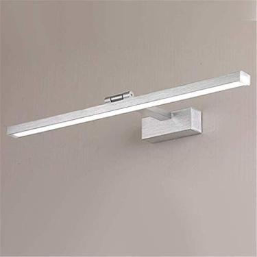Imagem de Lâmpada De Espelho De Banheiro Regulável 3000-6000 Led Luz De Gabinete Lâmpada De Vaso Sanitário De Parede Ip44 Espelho De Banho De Aço Inoxidável à Prova D'água Luz Frontal, Silver 80cm