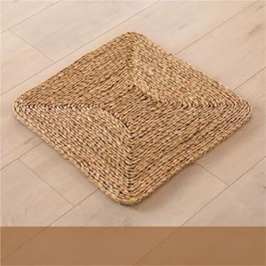 Imagem de 1 almofada futon de palha feita à mão, almofada de chão de ioga quadrada tatami almofada de assento confortável para decoração de casa (02,50 cm))