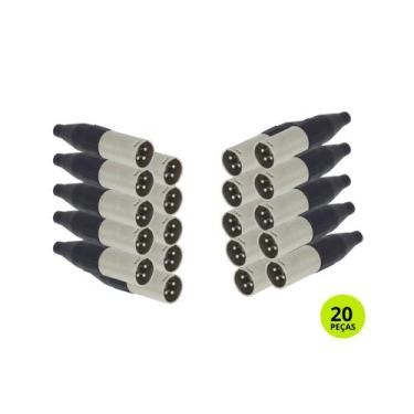 Imagem de Kit 20 Conectores Cannon Macho Santo Angelo Xlr Sa2x Preto