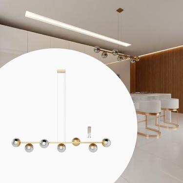 Imagem de Lustre Jabuticaba Pendente 7 Globos Vidro Com Lampadas Branco Quente - Bivolt - DOURADO/FUME - 110V/220V