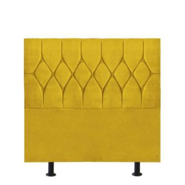 Imagem de Cabeceira Estofada Cama Box Solteiro 90cm Istambul Suede Amarelo- MABE