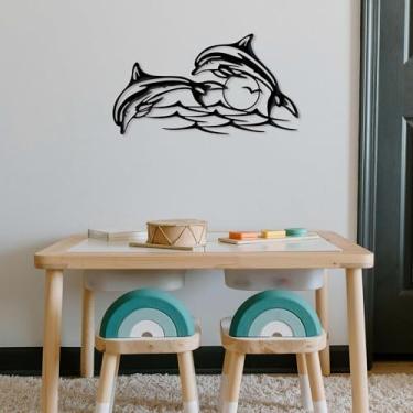 Imagem de Xedatric Arte de parede de metal do pôr do sol golfinho – deslumbrante elegância costeira para decoração de casa, presente perfeito para amantes do oceano e da praia