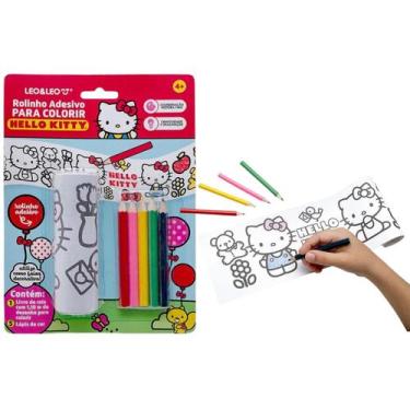 Imagem de Rolinho Adesivo p/ Colorir Hello Kitty + 5 Lápis de Cor - Leo&Leo