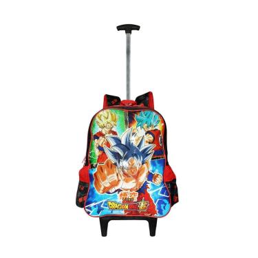 Imagem de Mochila Escolar Dragon Ball Rodinhas Meninos Preta Grande