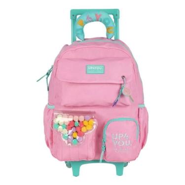 Imagem de Mochila De Rodinhas Sem Alça Luxcel Up4you Pompom Rosa