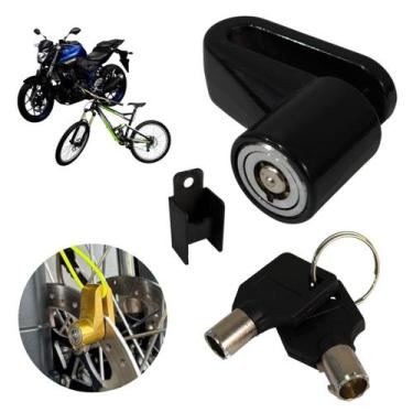 Imagem de Trava de disco para moto e bicicleta antifurto com 2 chaves tubulares 