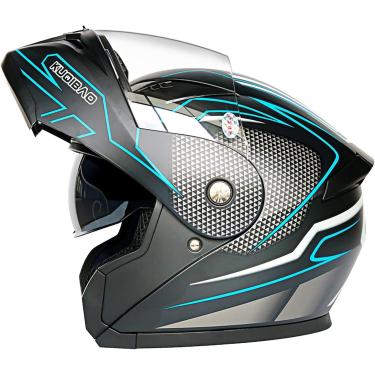 Imagem de Capacete De Motocicleta Flip-up Itegrated Modular Full Face Helmets Capacete De Segurança Motocicleta Locomotiva Full Face Helmets Double Visor For Me Ad Wome, H, L=59~60cm