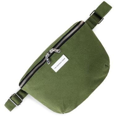 Imagem de The Peacock Crew Pochete – Bolsa tiracolo de algodão elegante para homens e mulheres – alça ajustável, zíper duplo – bolsa de ombro de tecido premium, Camuflagem verde Nomade
