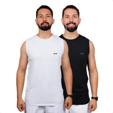 Imagem de Kit de 2 Regata Camiseta Cavada Masculina Camisa Canelada-Masculino