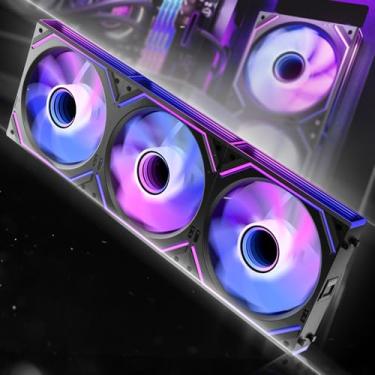 Imagem de AsiaHorse Ventoinha de caixa Dawn Pro de 120 mm, ARGB PWM 1850RPM / 68CFM fluxo de ar, design de lâmina para frente e para trás, baixo ruído, rolamentos HDB de precisão, unidade de alto desempenho