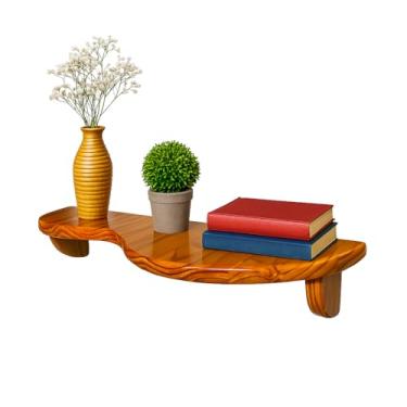 Imagem de Prateleira Decorativa de Parede em Madeira Pinus com Borda Orgânica Irregular Cor:Pinus Com Verniz Mel;Tamanho:14x50 cm