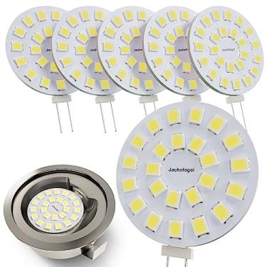 Imagem de JAUHOFOGEI Lâmpadas de LED de disco G4 12V CA/10-24V CC, 20W Tipo T3 Lâmpada de halogênio Substituição Bi Pin Base para luz de disco embutida, iluminação do armário, interior de RV, branco do dia 6000K, não regulável, pacote com 6