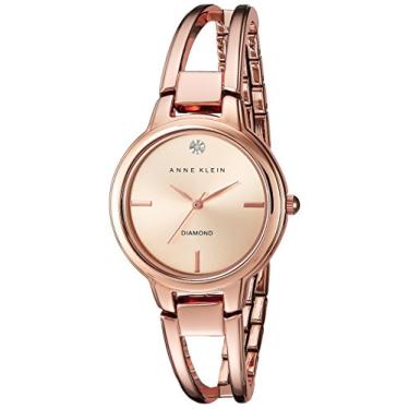 Imagem de Anne Klein Relógio feminino genuíno com mostrador de diamante aberto, Ouro rosa, 30 mm stainless steel case, Movimento de quartzo