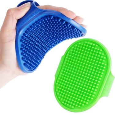 Imagem de BRILLIRARE Pacote com 2 escovas de cuidados para cães, escovas de banho de silicone macio premium com alça ajustável, pente calmante de xampu para massagem de cães e gatos de pelo longo e seco molhado