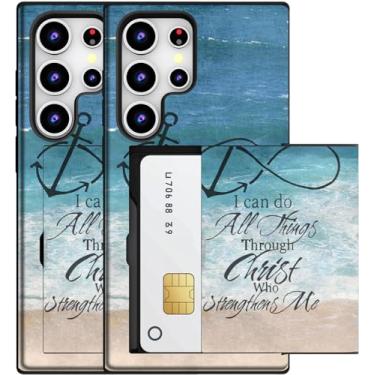 Imagem de MUQR Capa compatível com Samsung Galaxy S23 Ultra com suporte de cartão fofo - Design Kawaii, proteção contra quedas de nível militar, capa carteira robusta para mulheres (versículos cristãos da