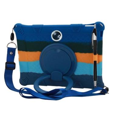 Imagem de Capa de tablet para OnePlus Pad/para Oppo Pad 2 29.5 cm 2023 capa de silicone macio antiestresse com suporte de rotação de 360°/suporte de lápis/alça de ombro/caneta para Oppo 29.5 cm (azul colorido)