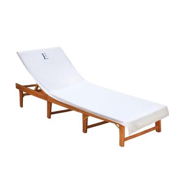 Imagem de COTTON CRAFT Capa de cadeira de piscina com monograma - toalha de cadeira de praia bordada para espreguiçadeira de hotel spa - macia absorvente 100% algodão felpudo - tamanho grande 81 cm L x 208 cm C