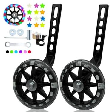 Imagem de DDJKCZ Rodas de treinamento para bicicleta infantil, roda grande flash mute compatível com bicicleta de velocidade única de 12 14 16 18 50,8 cm (preto brilhante)