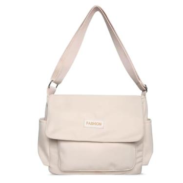 Imagem de ALWY Bolsa Feminina Universitária Nylon Tactel Academia Trabalho Escolar Faculdade Casual (Off White)