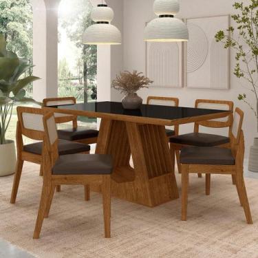 Imagem de Mesa Santiago Com 6 Cadeiras Sextavada Frei/preto/material sintético M