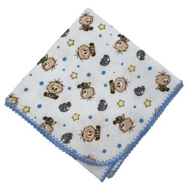 Imagem de Cueiro Manta Flanelado Cebolinha 75x75cm Com Croche - Dugu