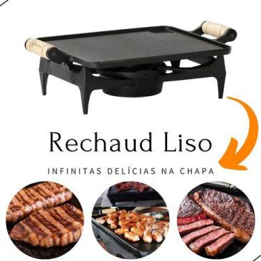 Imagem de Chapa Lisa Rechaud Retangular a Álcool Ferro Fundido de 1 Chama - Fund