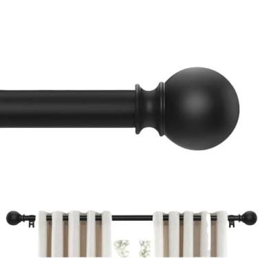 Imagem de Varão de Cortina Trilho de cortina retrátil secional com haste romana rosqueada de liga de aço carbono Preto de 46-366 cm Preto 71-122 cm / 28-48 polegadas