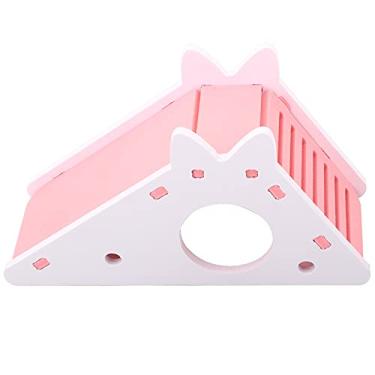 Imagem de KIMISS Ninho da Casa de Hamster de Madeira Com Escadas de Escalada - Brinquedo de Exercício Ecológico para Pequenos Animais de Estimação (Rosy)