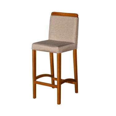 Imagem de 1 Banqueta Dubai Estofada Banco Alta Puxador Madeira Maciça Área Gourmet Balcão Sacada Cadeira