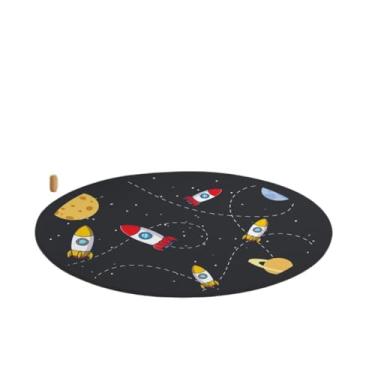 Imagem de Tapete Tatame Antiderrapante Emborrachado Macio Redondo Oval Simples Decoração Menino Astronauta