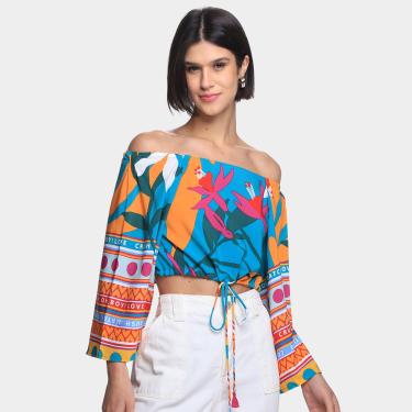 Imagem de Blusa Oh, Boy! Bata Crush Match Manga Sino Feminina-Feminino