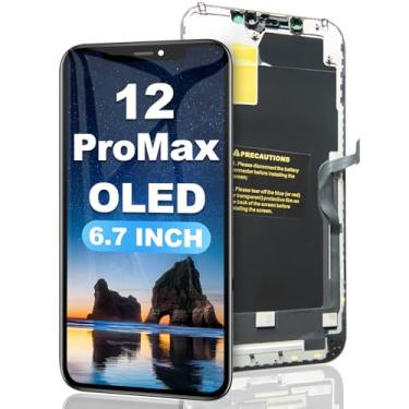 Imagem de EFAITHFIX Tela de substituição para iPhone 12 PRO MAX OLED [NÃO LCD] 6,7 polegadas Tela sensível ao toque FHD digitalizador compatível com A2342, A2410, A2411, A2412 com adesivo à prova d'água, sem