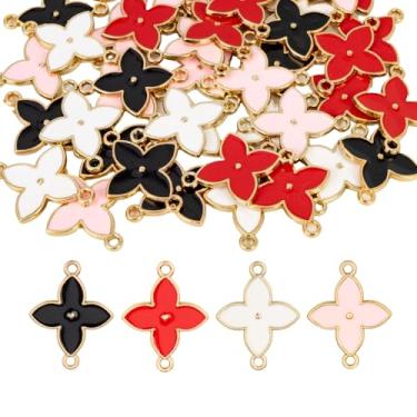 Imagem de Pingentes de trevo de quatro folhas da sorte, pingentes de conector para fazer joias, colares, pulseiras e brincos (mistura de cores), 0.79*0.79 inch, Zinco, Sem Pedra Preciosa