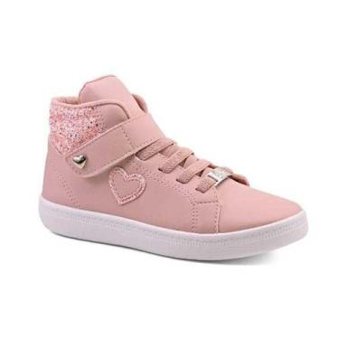 Imagem de Tênis Infantil Menina Izalu Botinha Casual Corações, Nude, 31