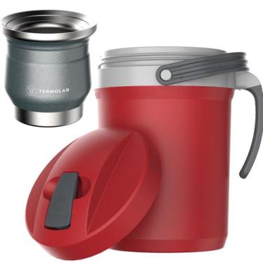 Imagem de Cuia Térmica Chumbo 250ml Jarra Vermelha 2,5L Tereré Suco - Termolar