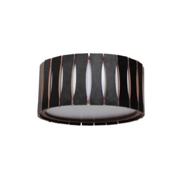 Imagem de Plafon Madeira Ripado Redondo 35x35cm - Adrilustres, Preto